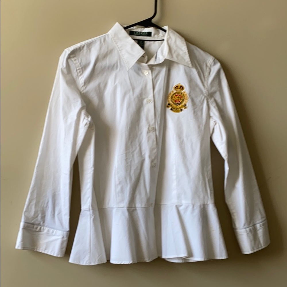 Ralph Lauren peplum blouse top Sz 8